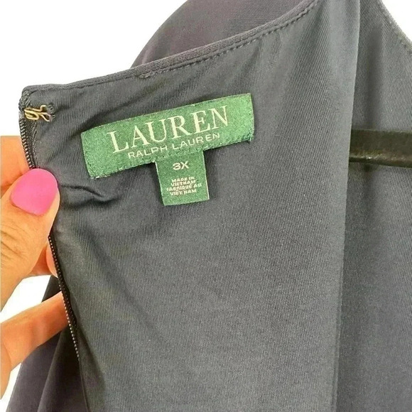 Ralph Lauren Women's Navy Slit-Sleeve Jersey Jumpsuit Size 3XL  Pockets Stretch - Picture 7 of 8